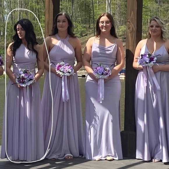 David’s Bridal Mesh One-Shoulder Dress with Full Skirt Iris color Size 0 - Picture 5 of 10